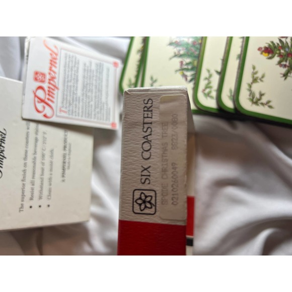 Vintage Spode Christmas Tree Coasters Pimpernel Set of 6 in box Square - Picture 4 of 5